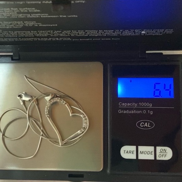 Vintage Signed 925 Italy Sterling Silver Open Heart CZ Pendant Necklace 6.4g - Picture 8 of 16